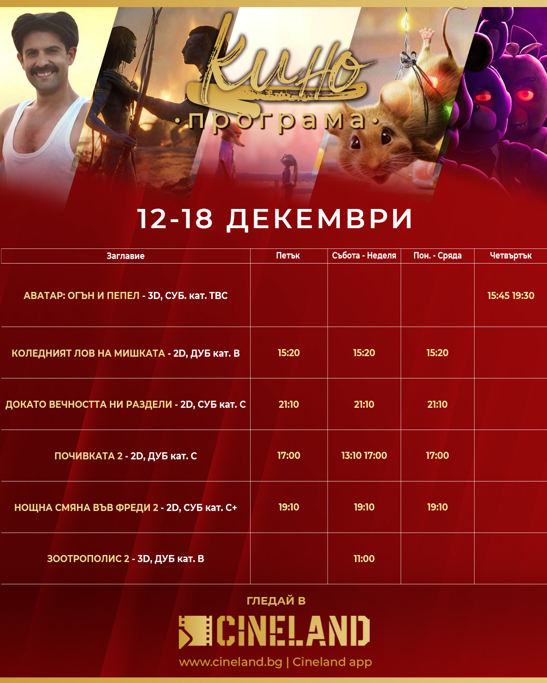 🎥 ���� �������� �CineLand �������" - 12.12 � 18.12.2025 �.